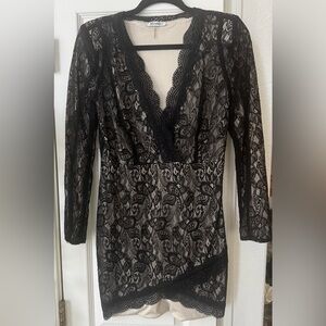 Xtaren | Dresses | Black Lace Lined Long Sleeve Dress S Side Zipper |  Poshmark